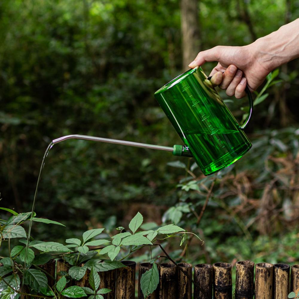 Watering Pot Handheld 1L Long Spout Watering Pot with Measuring Scale Gardening Spray Kettle Water Cans