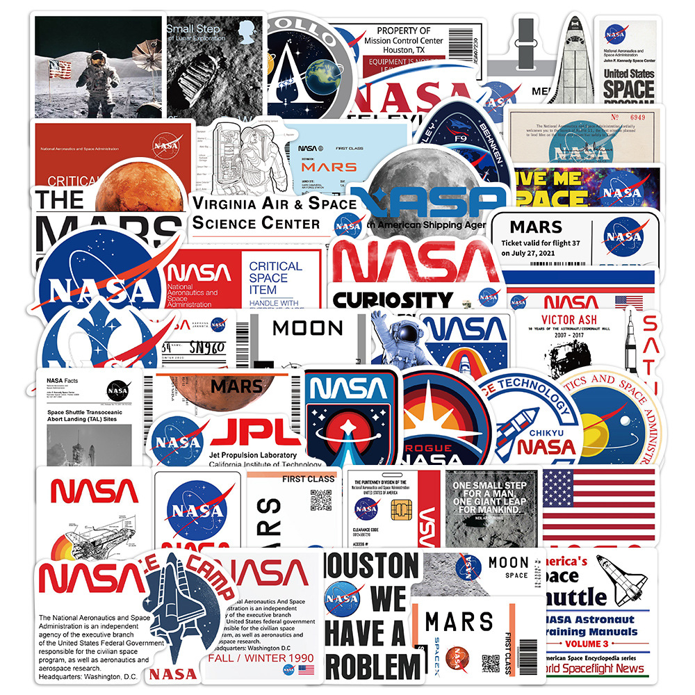 50PCS NASA Stickers Spaceship Decals For Phone Laptop Suitcase Notebook Skateboard Waterproof Sticker: Default Title