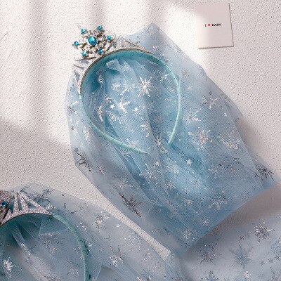 Princesa de la nieve copo de nieve corona diademas para Niñas para niñas encantadora Clips de pelo diadema de pasador Niños Accesorios para el pelo: Blue014