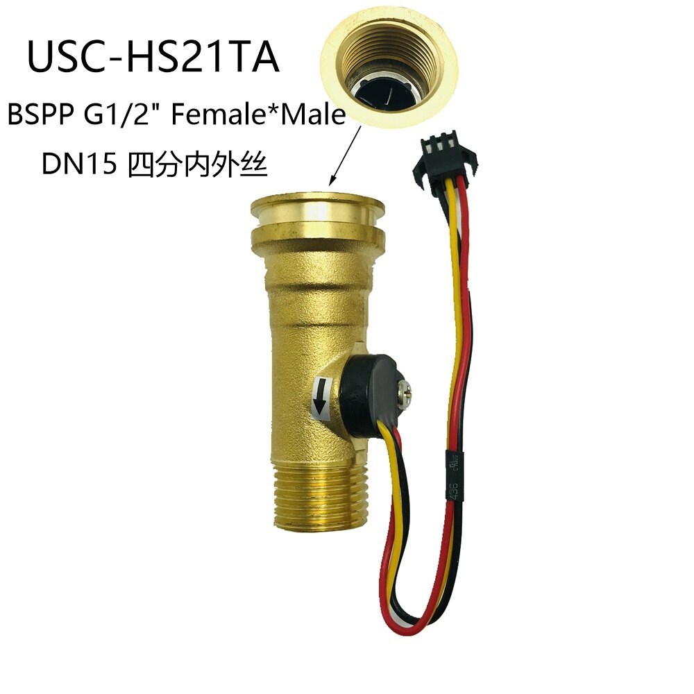 US211M Wasser Flow Meter Halle Wasser Flow Sensor Reader mit Messing USC-HS21TA 1-30L/min halle wasser durchflussmesser: flow sensor