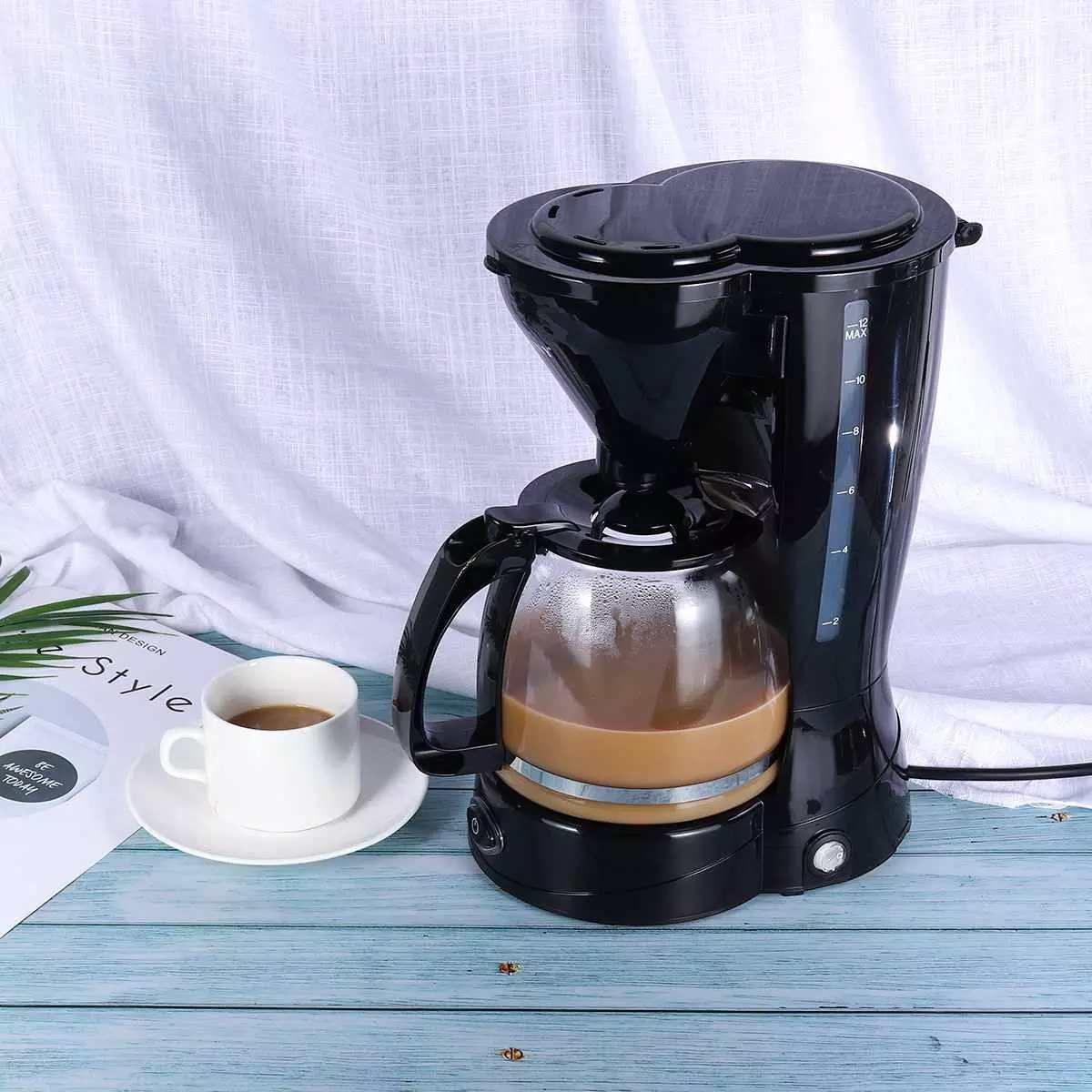 Electric Coffee Percolato Coffee Pot With Filter Drip Brewing Brewer Boiled Heat Coffee Tea Kettle Making Machine 12 Cups