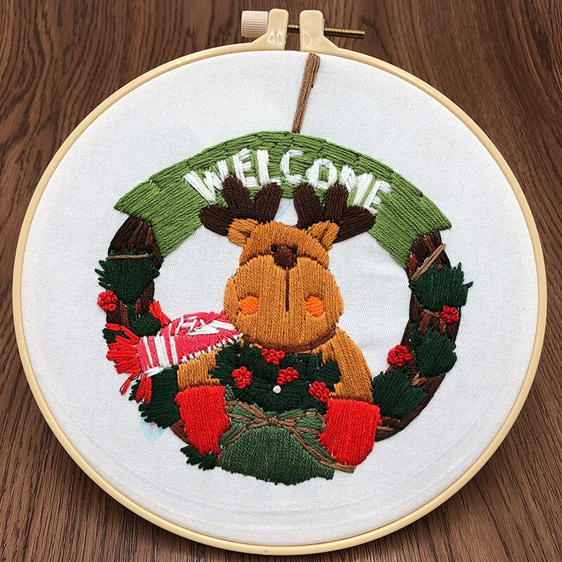 1 conjunto de ferramentas para bordado artesanal criativo de natal para iniciantes faça você mesmo kit de fios para ponto cruz: 3