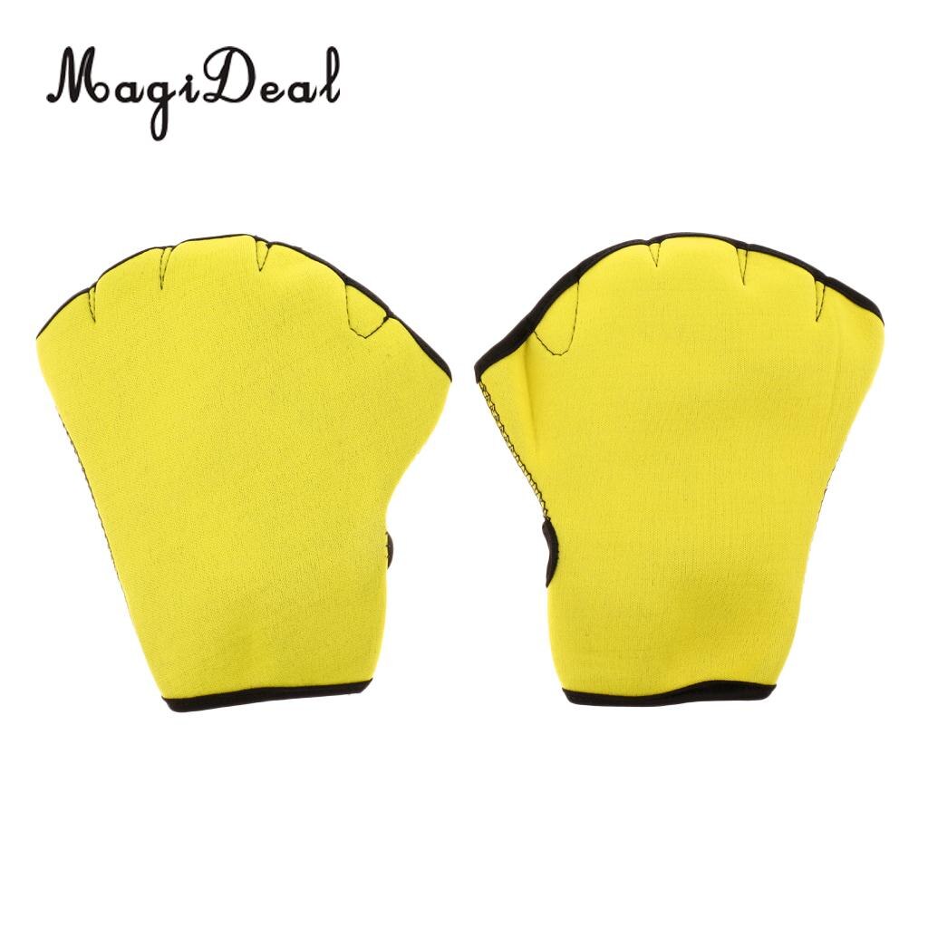 1 par de guantes de entrenamiento MagiDeal, aletas resistentes al agua, guantes de mano, guantes de entrenamiento sin dedos, aletas de red, guantes de fuerza de natación