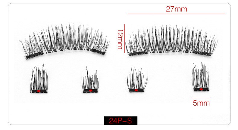 Magnetic Eyeashes with 2 Magnet Tweezers Set Natural False Eyelash Acrylic Box Packaging Magnet Lashes Makeup Tool: 24P Lashes
