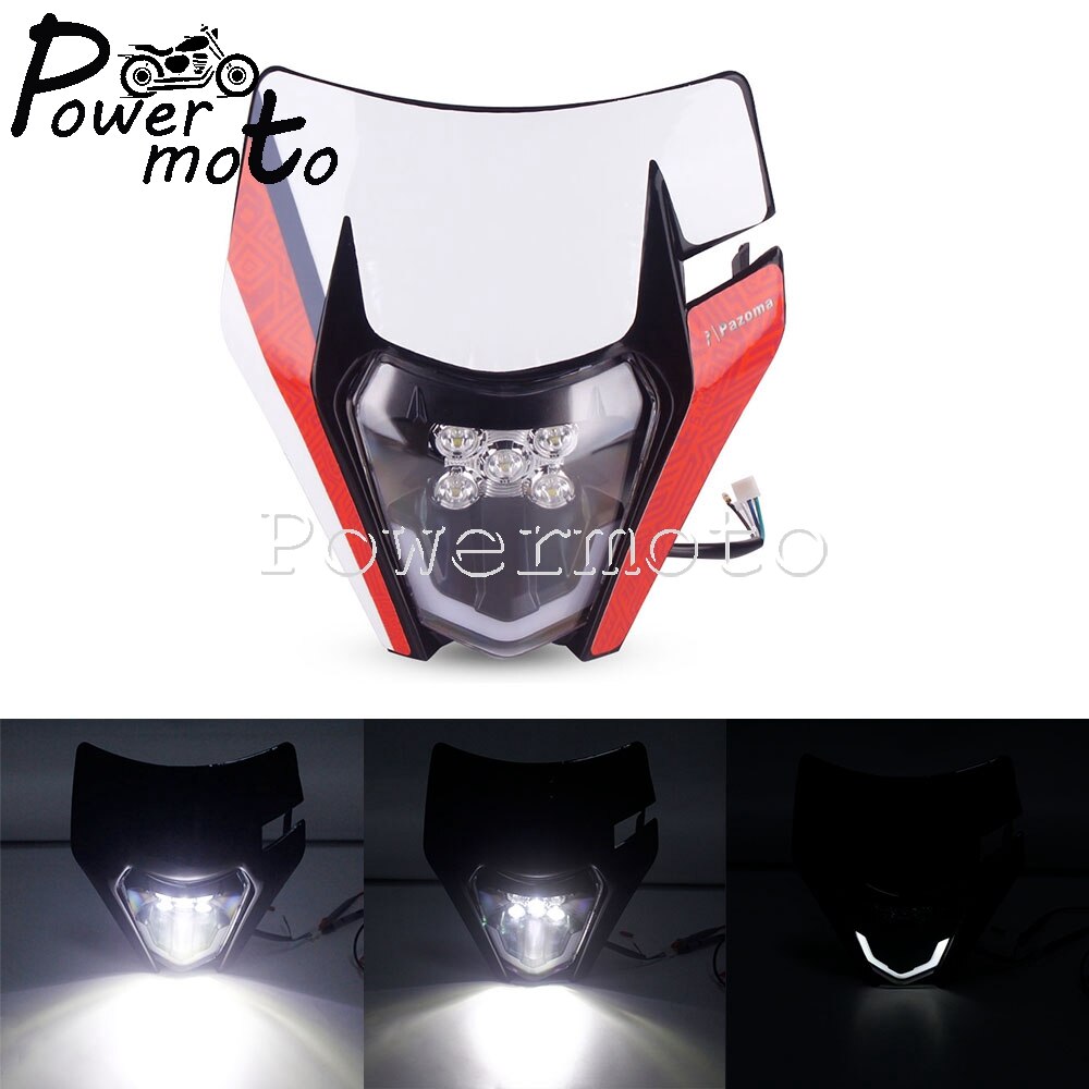 Enduro MX Dirt Bike Hi/Lo Beam Headlamp LED Headlight Mask For EXC EXC-F XC-W 250 300 350 450 500 690 SMC Enduro FREERIDE 250: 056 324 black