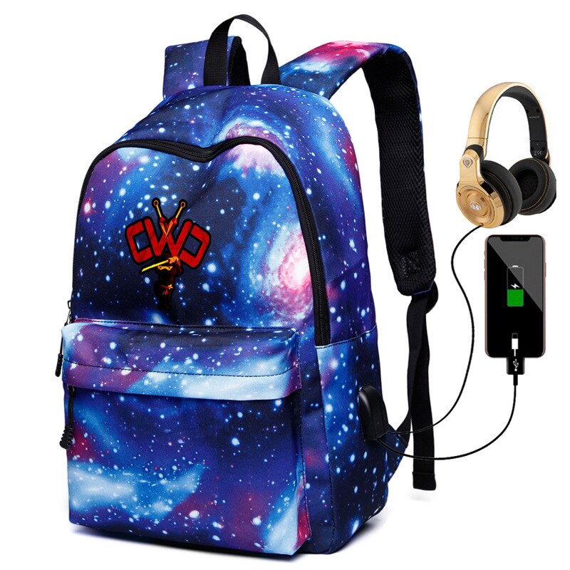 CWC imprimé unisexe galaxie sac à dos extérieur sac à dos étudiant Oxford sac USB charge ordinateur sacs: 3