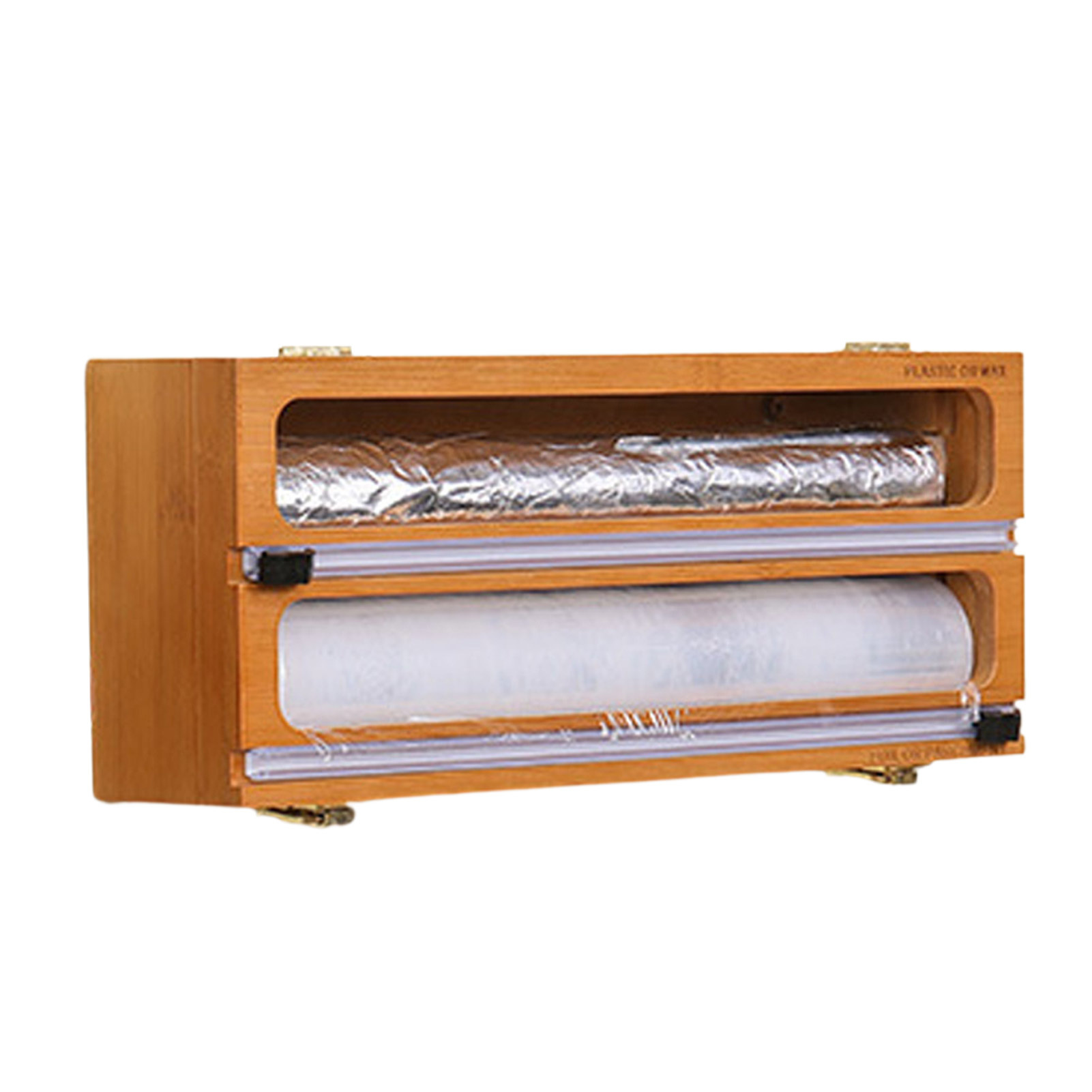 Heißer 3 in 1 Kunststoff wickeln Spender mit Cutter Lebensmittel wickeln Frischhaltefolie Lagerung Organizer Acryl Folie Organizer für Küche Schublade