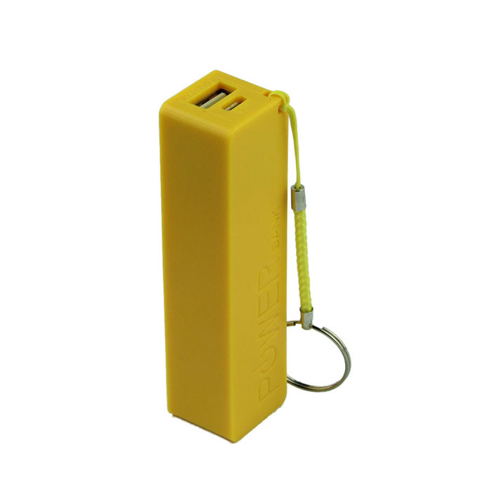 Portable Power Bank 18650 External Backup Battery Charger With Key Chain USB Charging Mobile Phones for Cell Phone: Yellow