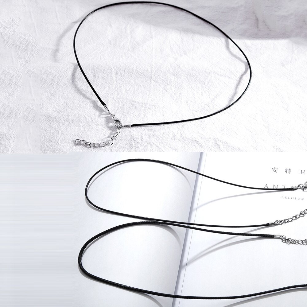 MNWT PU skórzany sznur smycz wisiorek stal nierdzewna Homar Zamek czarny moda mężczyźni/kobieta choker lina naszyjnik 1.4/1.5/2mm