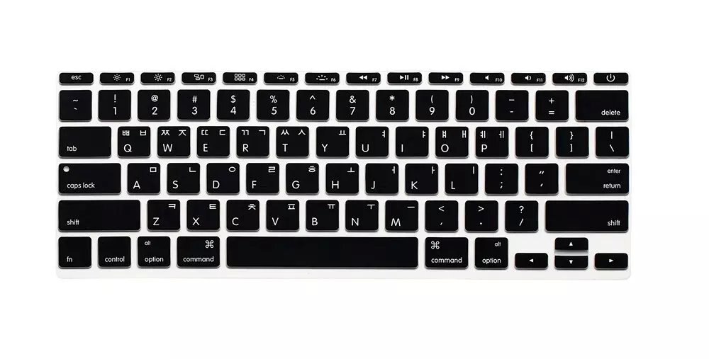 Silicone Skin Korean Keyboard Cover Protector Korea Language Keyboard Cover For Macbook Air 11" 11.6 Inch For Mac A1370 A1465: Black