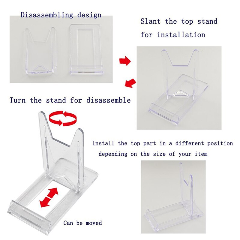 Two Part Adjustable Clear Acrylic Plastic Display Stand Easel
