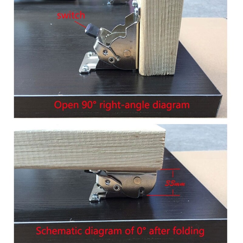 Charnière pliante autobloquante à 90 degrés, support de pied de chaise en métal, pour Tables de travail, lits, Tables