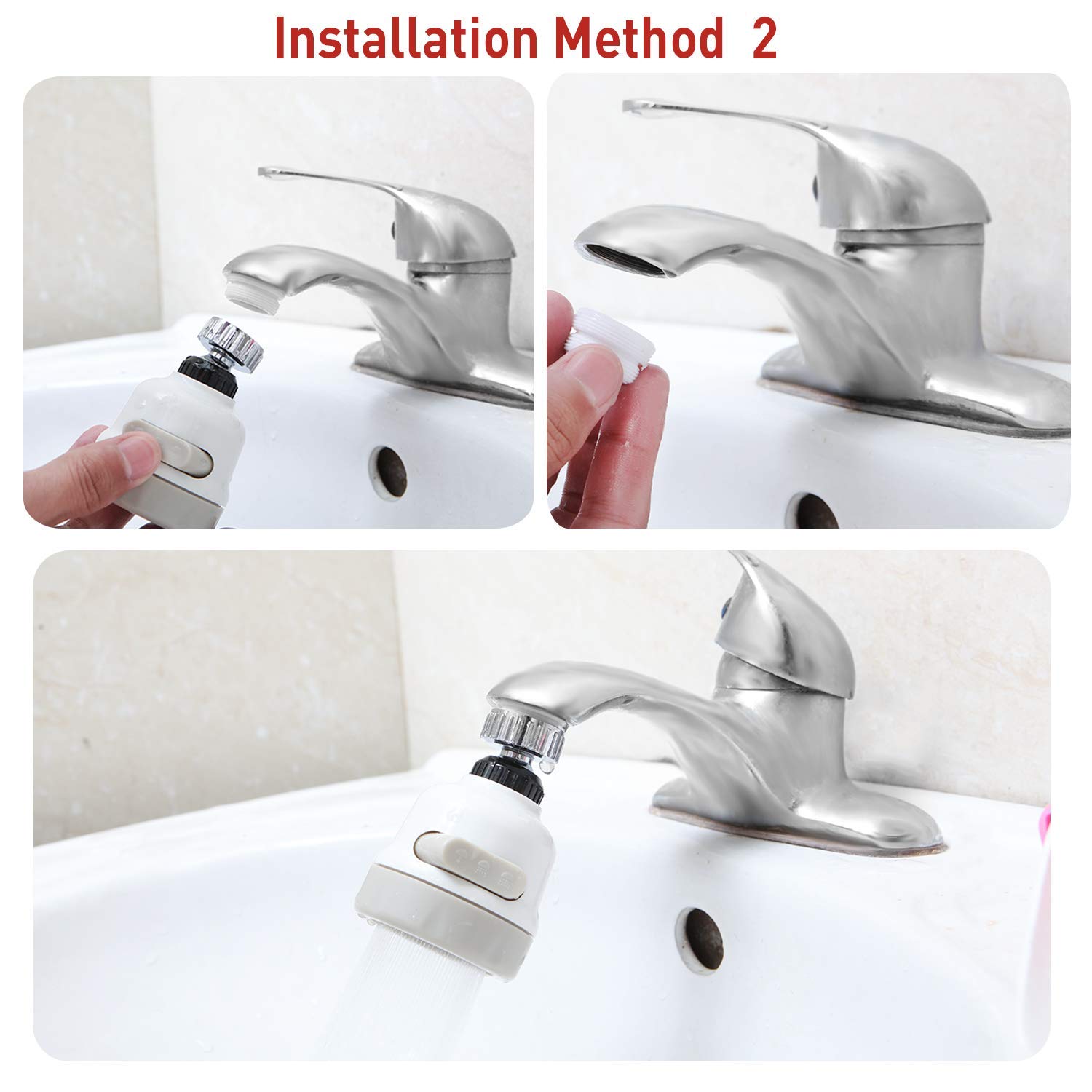 -2 Pack Kitchen Water Spray Water Saving Faucet Sprayer 360 Degree Rotate Tap Nozzle Adjustable Faucet Head Aerator