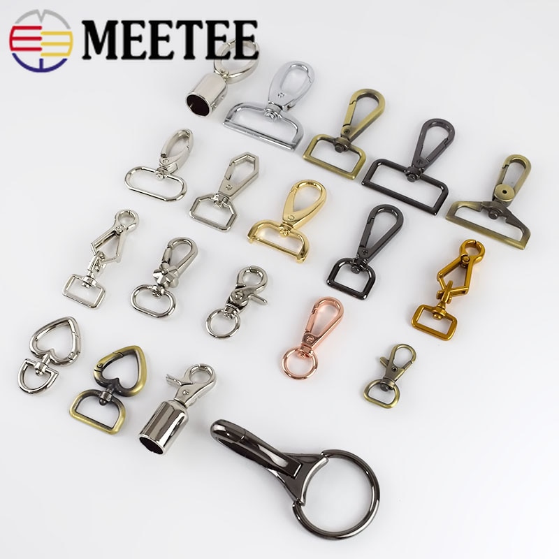 Meetee Metal Bag Spring Buckle Carbines Swivel Lobster Clasp Snap Key Chain Ring Strap Stopper Cord Hooks Hardware Accessory
