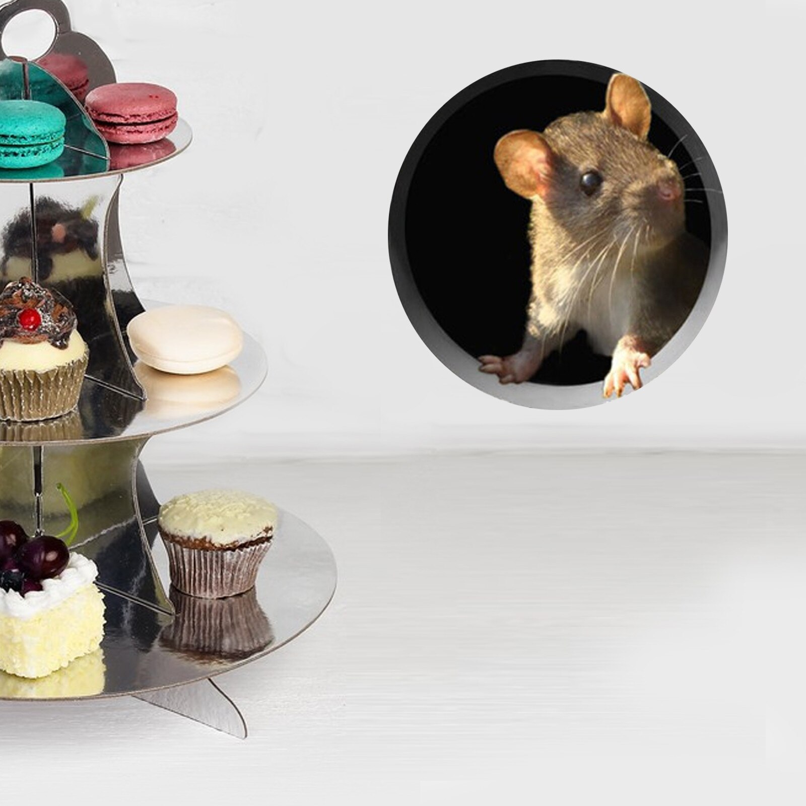 Spoof Muur Plakken Muis Gat 3D Dier Muur, Plakken Realistische Wanddecoratie Schilderij, koelkast Plakken Muur Patch Cartoon Decor