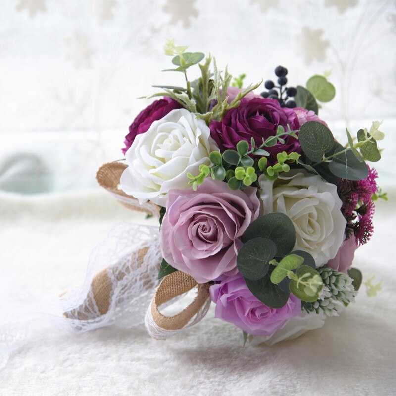 braut Strauß Elfenbein Rose Werfen Hochzeit Blumen Brautjungfer Bouque, Heimat dekoration, Emulation, hochzeit Strauß