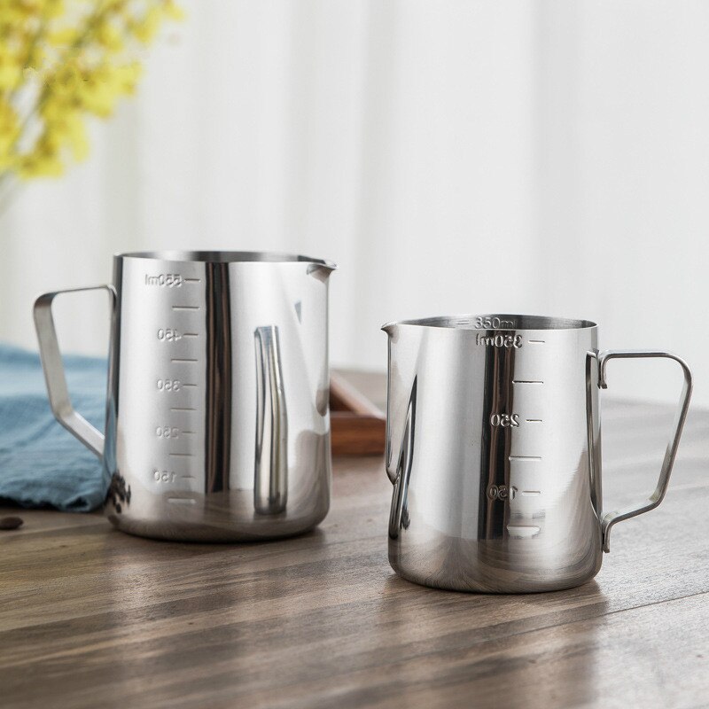 350L/600L/1000L Stainless Steel Frothing Jug Coffee Cappuccino Milk Pot Espresso Cups Latte Art Milk Frother Frothing with Scale