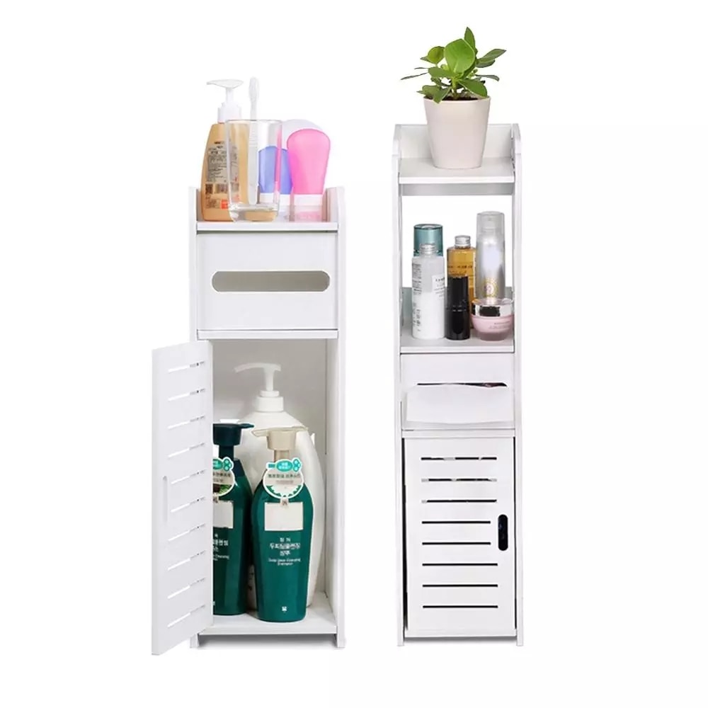 Bathroom Storage Cabinet Shelf Bathroom Toilet Furniture Cabinet White Wood Cupboard Shelf Tissue Storage Rack 80x15x15cm