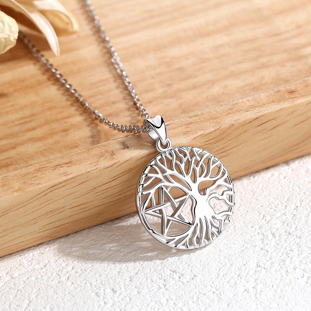 Eudora 100% 925 sterling silber halsketten mit keltischem knoten und lebensbaum-anhänger mit stern, bezaubernder schmuck für damen, beste  d418