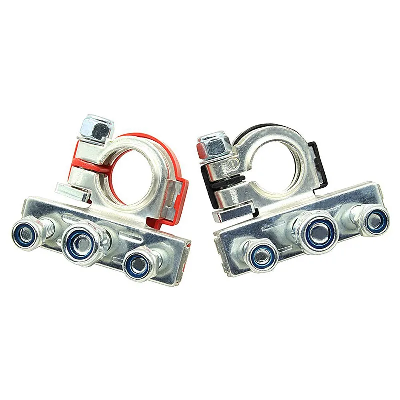 1 Pair Car Battery Terminals 12V Auto Battery Terminal Connector Battery Bornes Cable Terminal Adapter Copper Clamps Clip Screw