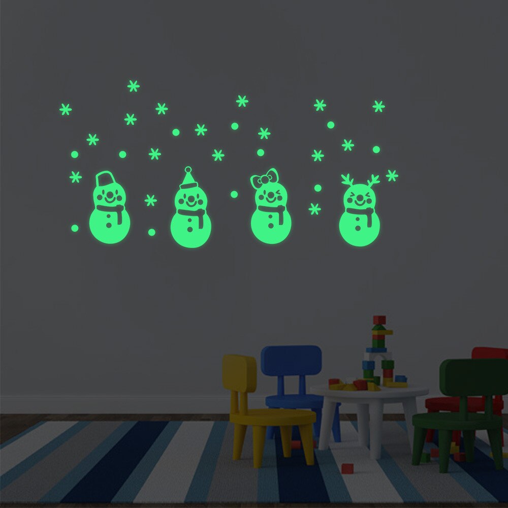 Glow In The Dark Stickers Kerst Glow Sneeuwpop Muurstickers Woonkamer Lichtgevende Stickers Window Decor Kamer Decoratie: green