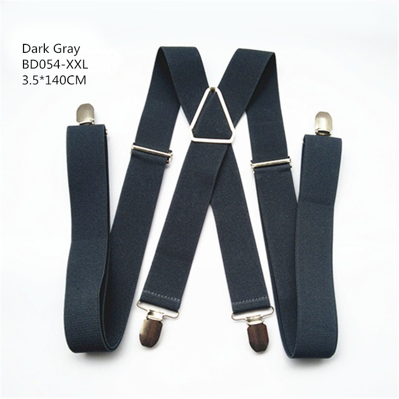 BD054-L XL XXLsize dunkelgrau männer hosenträger 3,5 cm breite verstellbar elastische X zurück Clips auf hosen hosenträger für männer und frauen: dunkel grau XXL