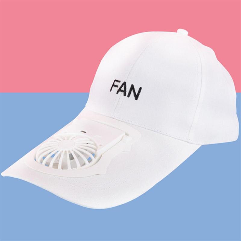 Gorro de sol portátil con ventilador eléctrico, gorras deportivas transpirables ajustables recargables por USB, 3 colores,: 02