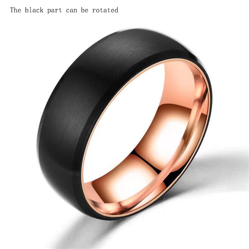 Yoiumit Rose Gouden Ring Sferische Roestvrij Staal Roterende Ring Sferische Geborsteld Zwart Ringen Trouwring Paar