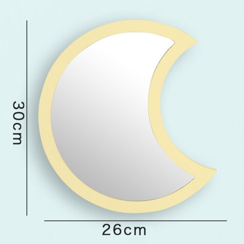Moon Shape Mirror Home Decor Bathroom Living Room Decorations Vanity Mirror Wall-mounted Punch-free Bath Vanity Tools: B