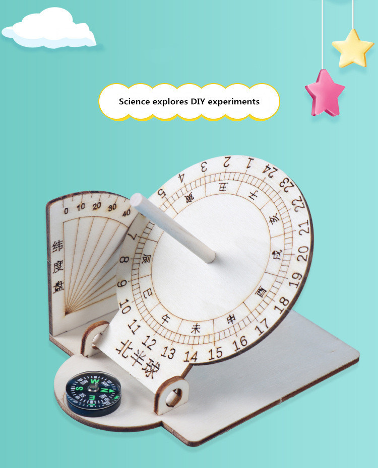 Äquatoriale Sonnenuhr Uhr Holz Gebäude Wissenschaftliche Modell DIY Lehrmittel Pädagogisches Spielzeug Für Kinder Schreibtisch Zubehör