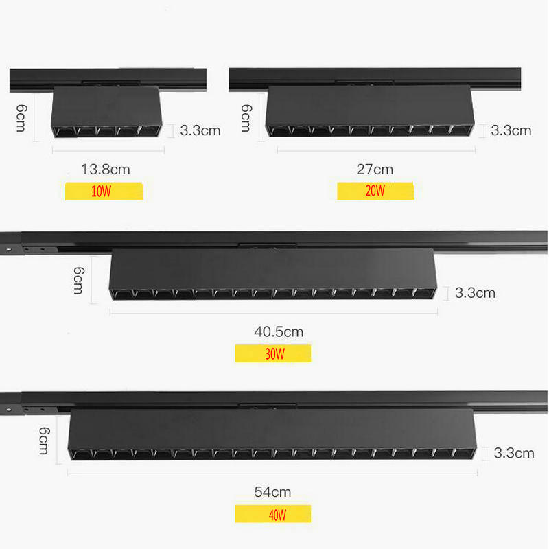 10W 20W 30W 40W 4 fili 3 fasi LED Rail Lamp alluminio Track Light 110V 220V luce di inondazione lineare negozi di negozi di casa