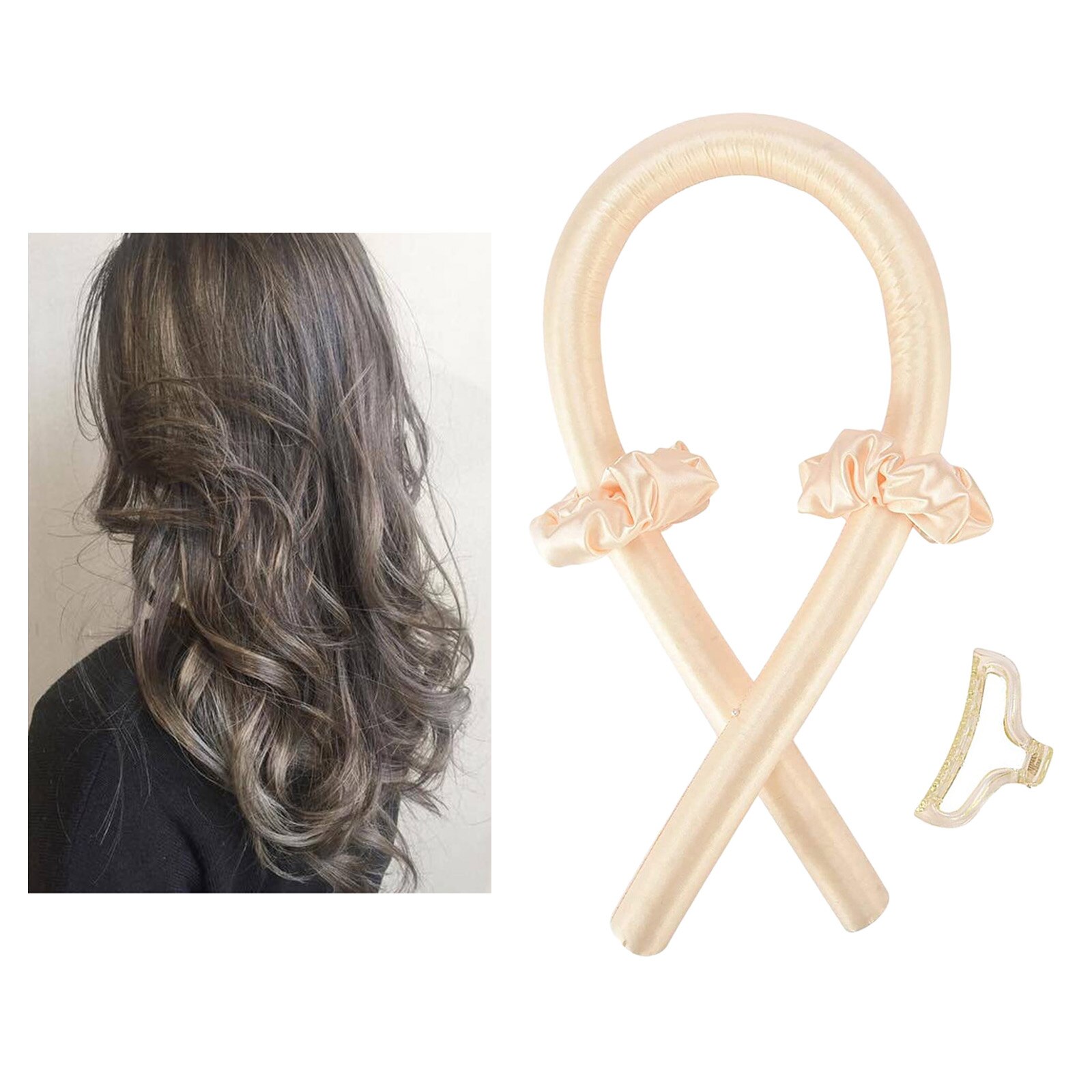 Varilla rizadora sin calor, rizador de pelo, herramientas para estilizar el cabello, rizos, cinta para dormir, cinta para cabello suave: Yellow