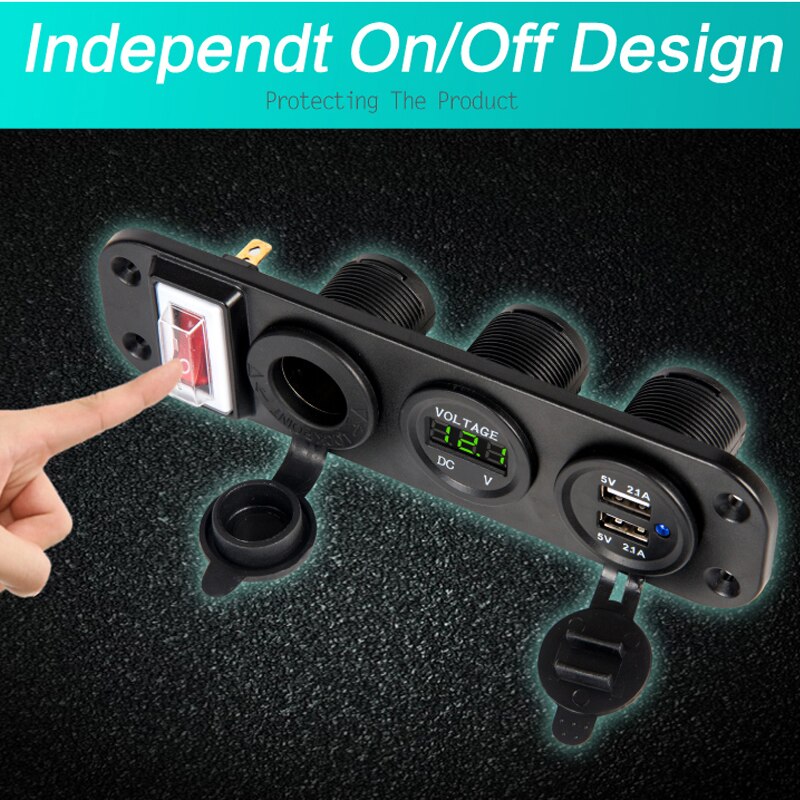 Tuimelschakelaar auto usb-aansluiting snellader adapter auto sigarettenaansteker 4.2a usb paneelmontage aansluiting auto voltmeter usb opladen