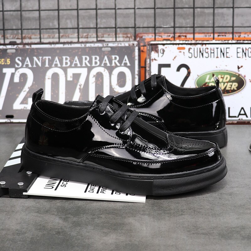 Män casual affärer bröllop formella klänningar mjukt läder brogue skor plattform oxfords sko bullock sneakers chaussure homme man: 7