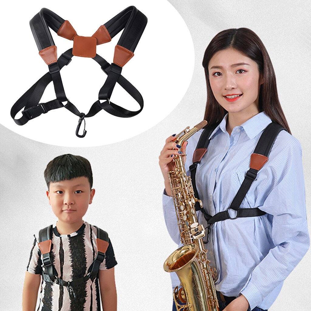 Volwassen Kind Zachte Sax Strap Haak Saxofoon Schouderriem Saxofoon Strap Harness Voor Alto Tenor Sopraansaxofoon