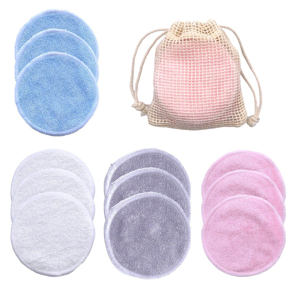 10Pcs Makeup Remover Pads Reusable Bamboo Fiber Washable Rounds Cotton Pads Make-up Cleansing Facial Pad Skin Cleaning Puff