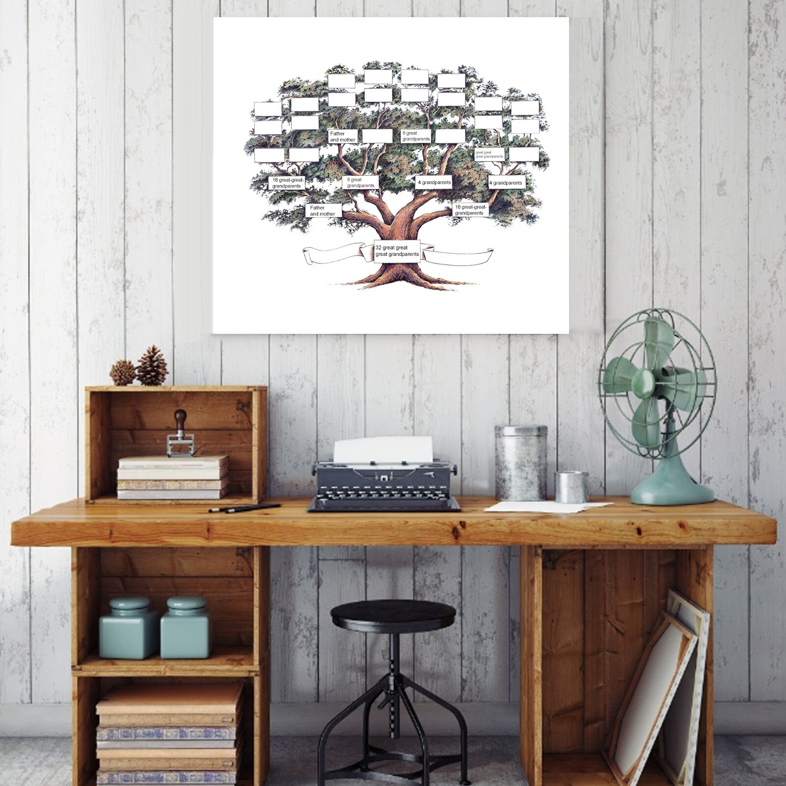 High Family Tree Diagram Handwritten Canvas Family History Wall Art Blank Chart For Diy