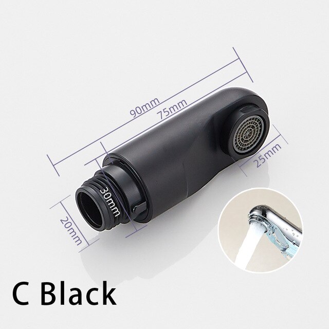 ABS Kitchen Tap Pull Out Parts Kitchen Faucet Replacement Parts Faucet Accessorie Spouts Kitchen Faucet Nozzle,Small shower head: C black