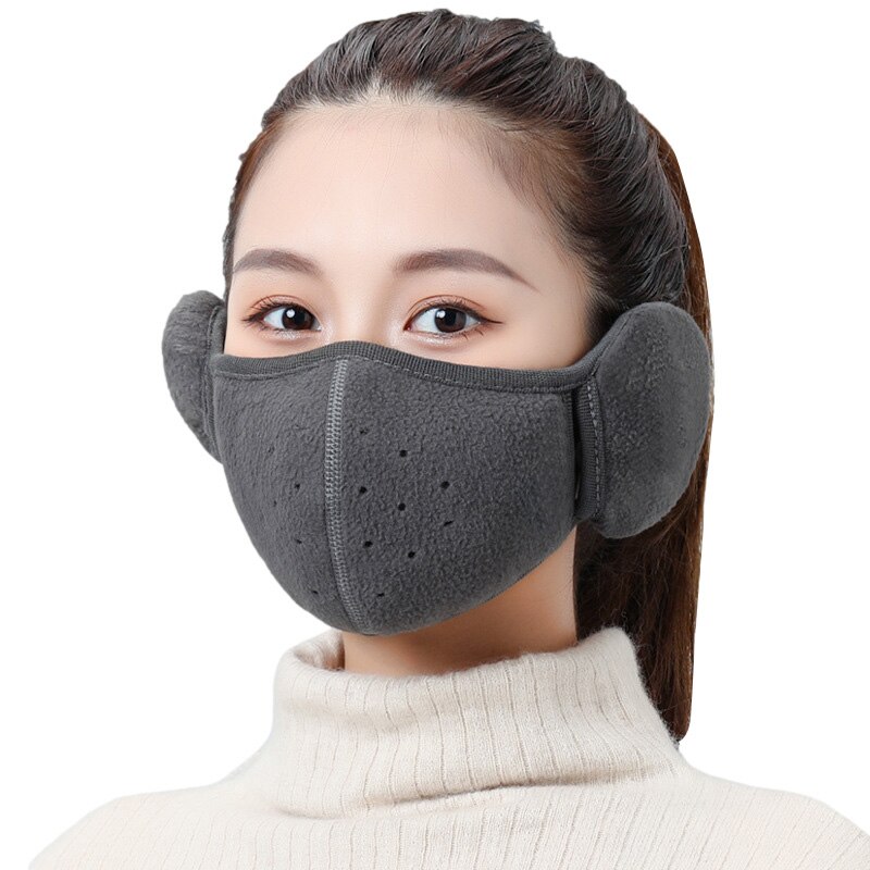 Winter Unisex Breathable Holes Mask Cold-Proof Thermal Mask Earmuffs Two-In-One Wrap Band Ear Warmer Outdoor Riding Ear Muff