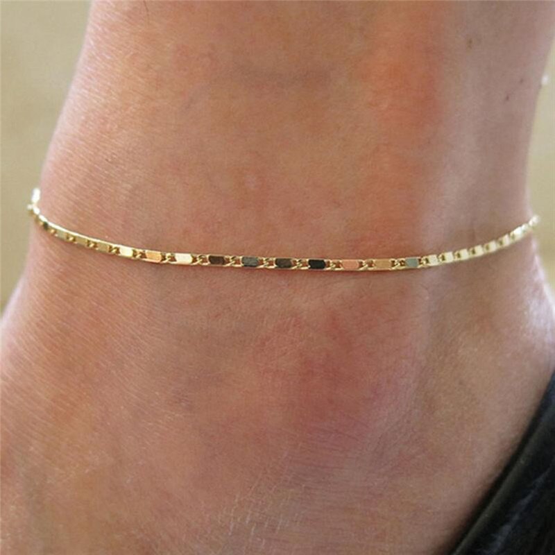Tobillera con cadena dorada delgada para mujer, pulsera para pierna, joyería para pies, pulseras ajustables para tobillo, accesorios para mujer
