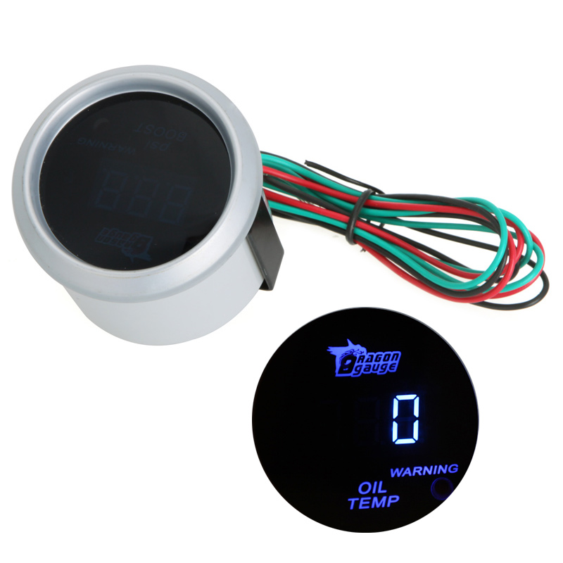 Digital Oil Temp Temperature Meter Gauge with Sensor for Car 52mm 2in LCD 40~150 Celsius Degree Black White Optional