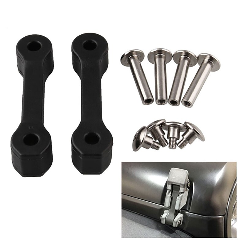 Zwarte Motorkap Vergrendeling Kit - Aluminium Legering - Stopt Schudden & Rammelen - Past op Jeep Wrangler JK 2007-2018