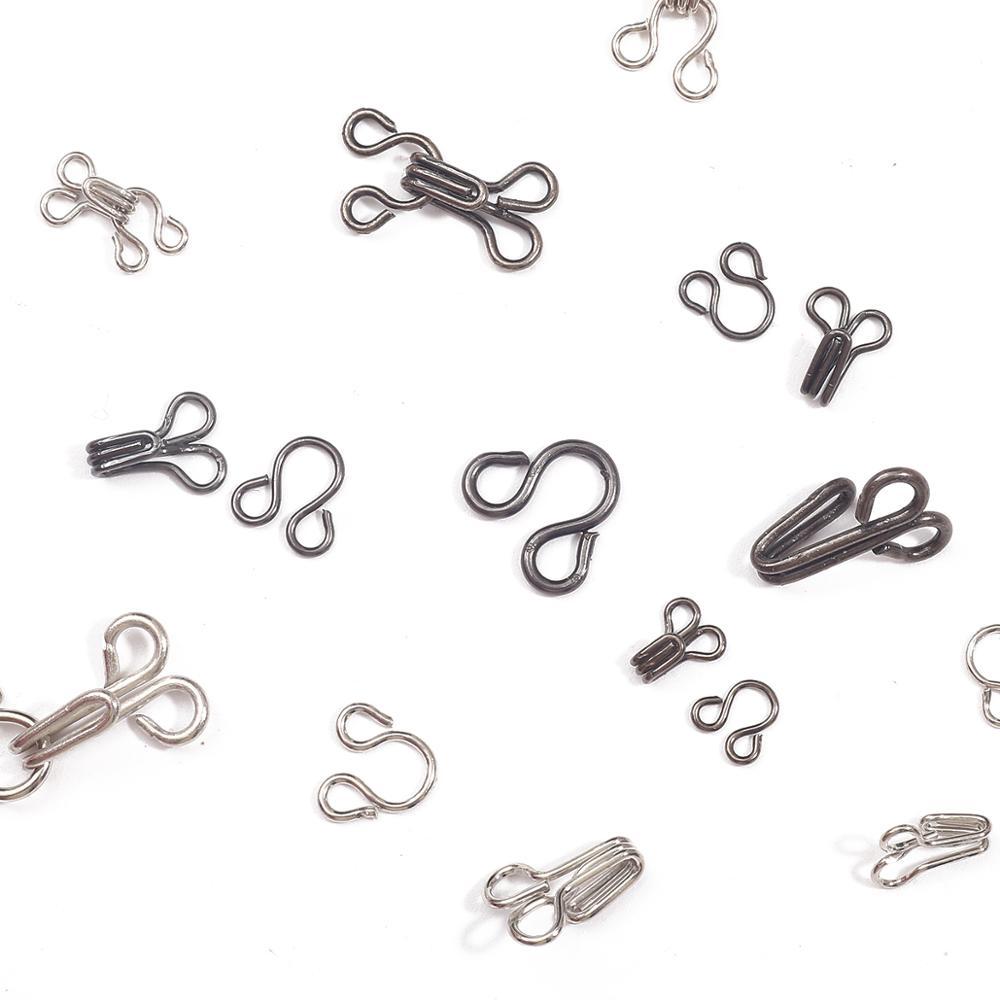 Silver/Black 24pcs Sewing Hooks and Eyes Closure Eye Sewing Closure for Bra Fur Coat Jacket Garment Sewing Accessories