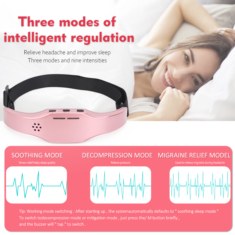 Electric Head Massager Relax Headache Eliminator Aid Therapy Sleeping Device Sleep Monitor Migraine Relief Hypnotic Instrument
