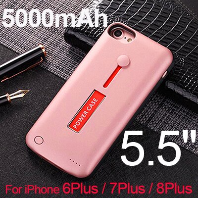 3500 mah/5000 mah magro ultra fino caso da bateria para o iphone 8 7 6s power bank carregador de backup caso para iphone 6s 7 8 plus + suporte: Rosy 6P 6SP 7P 8P