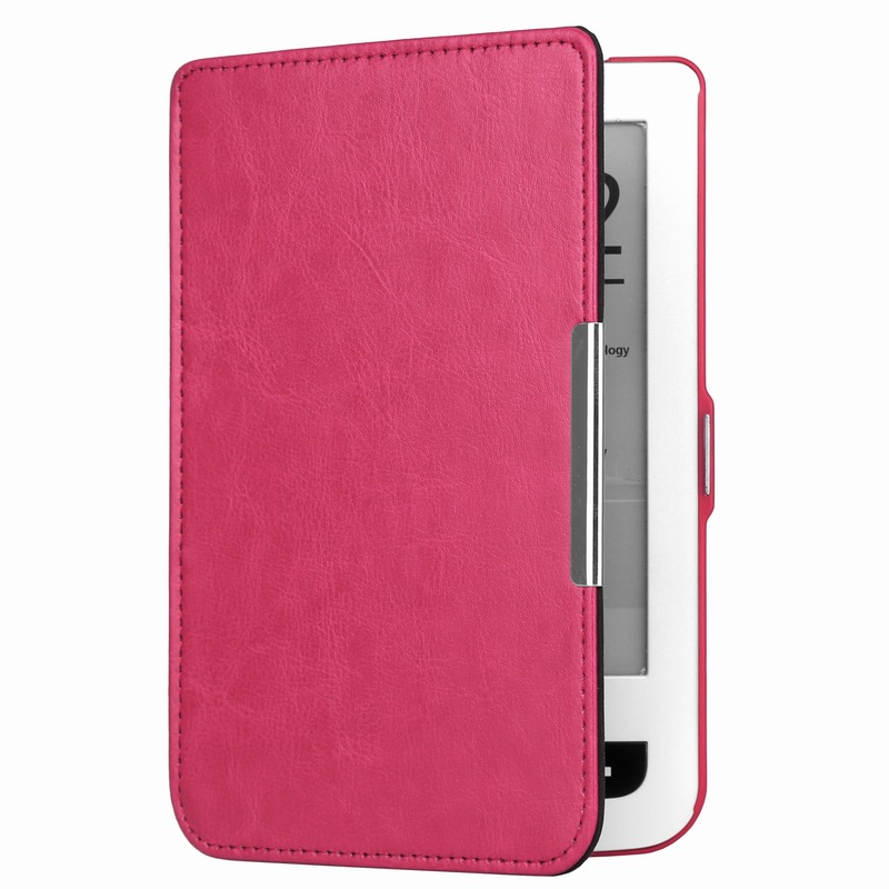 1pc PU leather cover beschermhoes voor pocketbook touch lux 3 Ruby Rood voor pocketbook 614 plus 615/ 624/625/626 ereader