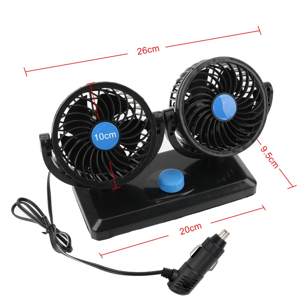 Dual Head Low Noise Radiator Fan 360 Degree Rotating All-Round 12V/24V Electric Fan Adjustable for Auto Car Air Cooling Fan