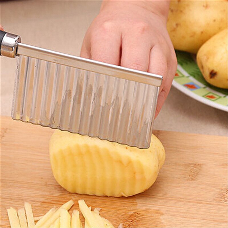 Französisch Braten Cutter Edelstahl Kartoffel Wellig Eingefasst Cutter Messer Küche Gerät Gemüse Obst Kartoffel Schäler Kochen Werkzeuge