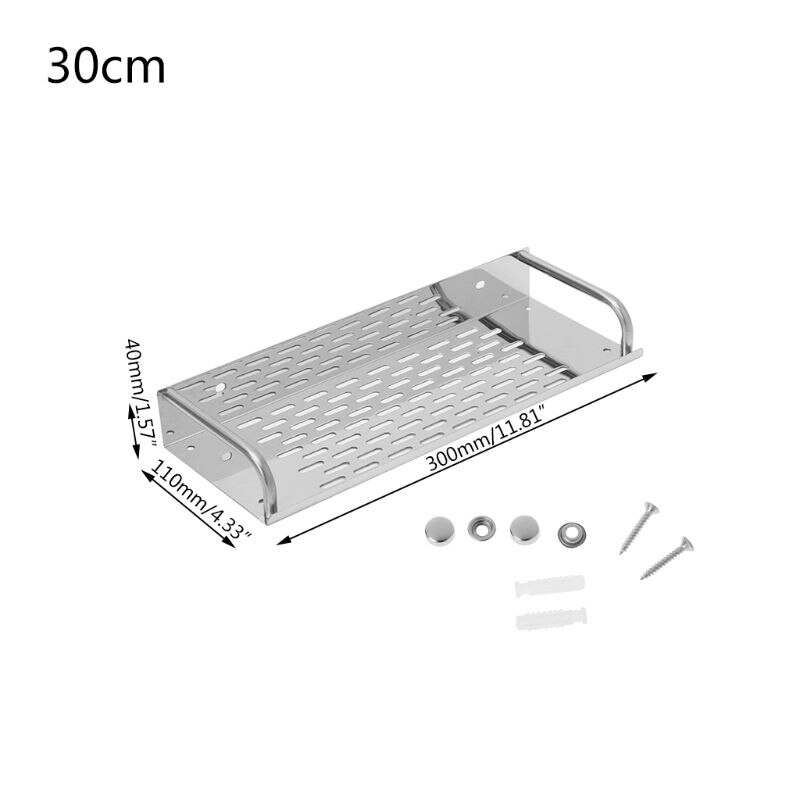 Rustfrit stål køkken badeværelseshylde vægmonteret opbevaringsreol enkeltlag 20cm-50cm: 30cm