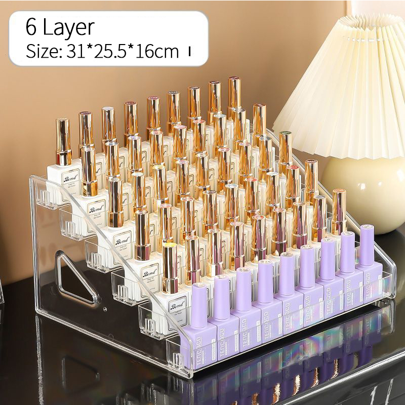 3/4/5/6/7 Lagen Acryl Nagellak Display Organizer Uv Gel Plank Snel Te Installeren Cosmetische Rek Sieraden Stand Manicure Opslag: Licht Geel